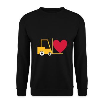 ★ Design colors changeable ★ Forklift with heart - Unisex Sweatshirt - black - Front - Alina (178cm) & Michal (187cm)
