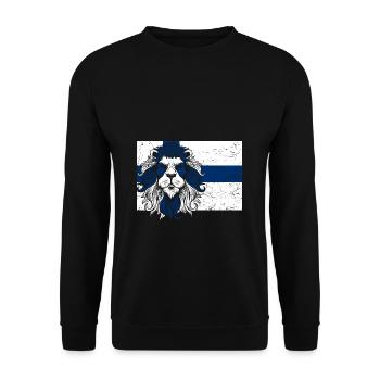 Finnland Löwen Flagge Finnische Flagge Geschenk - Unisex Pullover - Schwarz - Vorne - Alina (178cm) & Michal (187cm)