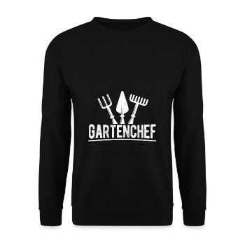 Gartenchef - Gärtner Heimarbeit Geschenk Gartenarb - Unisex Pullover - Schwarz - Vorne - Alina (178cm) & Michal (187cm)