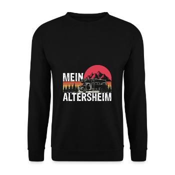 Mein Altersheim Rente Wohnmobil Urlauber Rentner - Unisex Pullover - Schwarz - Vorne - Alina (178cm) & Michal (187cm)