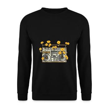 Vintage Radio Fleurs Cadeau Musique Rétro Plantes - Sweat-shirt Unisexe - noir - Devant - Alina (178cm) & Michal (187cm)