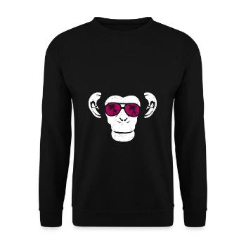 Monkey Affe Urlaub Sonnenbrille Geschenkidee Musi - Unisex Pullover - Schwarz - Vorne - Alina (178cm) & Michal (187cm)