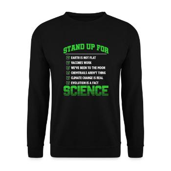 Stand Up For Science T-Shirt & Geschenkidee - Unisex Pullover - Schwarz - Vorne - Alina (178cm) & Michal (187cm)