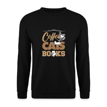 Café Chats Livres Idée cadeau - Sweat-shirt Unisexe - noir - Devant - Alina (178cm) & Michal (187cm)