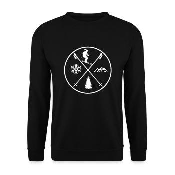 Skifahren T-Shirt & Geschenkidee Mädchen Und Fraue - Unisex Pullover - Schwarz - Vorne - Alina (178cm) & Michal (187cm)