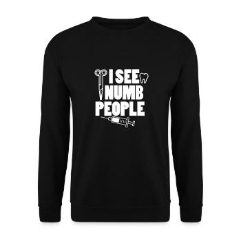 Dentist T-Shirt & Gift Idea - Unisex Sweatshirt - black - Front - Alina (178cm) & Michal (187cm)