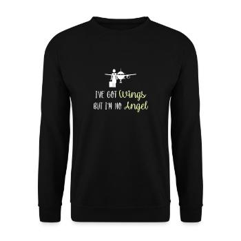 Funny Stewardess Saying & Pilot Gift - Unisex Sweatshirt - black - Front - Alina (178cm) & Michal (187cm)