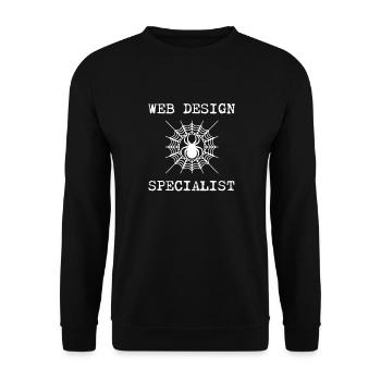 Web Design Spezialist & Spinnen Geschenk - Unisex Pullover - Schwarz - Vorne - Alina (178cm) & Michal (187cm)