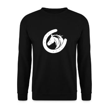 Pferde T-Shirt & Hufeisen Geschenk - Unisex Pullover - Schwarz - Vorne - Alina (178cm) & Michal (187cm)