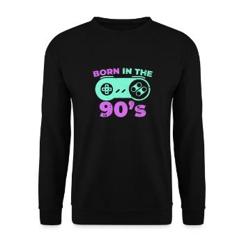 Born in the 90s birthday - Unisex Sweatshirt - black - Front - Alina (178cm) & Michal (187cm)