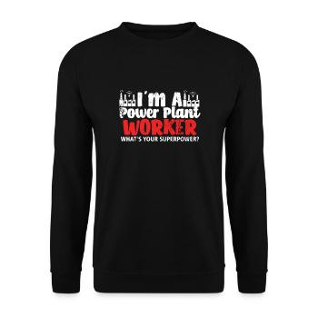 Funny power plant employee saying - Unisex Sweatshirt - black - Front - Alina (178cm) & Michal (187cm)