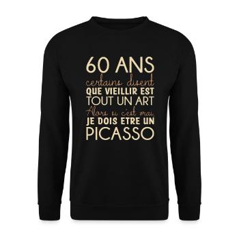 60 ans anniversaire - Sweat-shirt Unisexe - noir - Devant - Alina (178cm) & Michal (187cm)