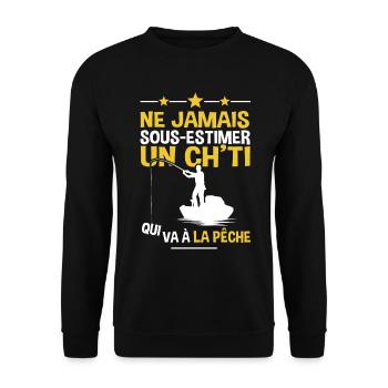 Nord pas de calais chti ch'ti pêche pêcheur - Sweat-shirt Unisexe - noir - Devant - Alina (178cm) & Michal (187cm)