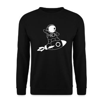 ASTRONAUT RAKETE WELTALL SPACE STERN FLIEGEN MOTIV - Unisex Pullover - Schwarz - Vorne - Alina (178cm) & Michal (187cm)