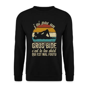 J'ai Pas Un Gros Bide Humour Sarcasme - Sweat-shirt Unisexe - noir - Devant - Alina (178cm) & Michal (187cm)
