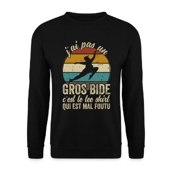 J'ai Pas Un Gros Bide Humour Sarcasme - Sweat-shirt Unisexe - noir - Devant - Alina (178cm) & Michal (187cm)