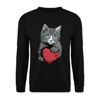 Chat mignon avec cœur pour les amoureux des chats aiment bébé - Sweat-shirt Unisexe - noir - Devant - Alina (178cm) & Michal (187cm)
