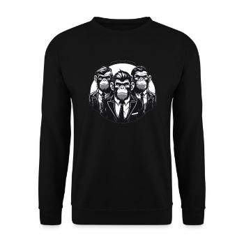 Die drei Affen im Anzug - Unisex Pullover - Schwarz - Vorne - Alina (178cm) & Michal (187cm)