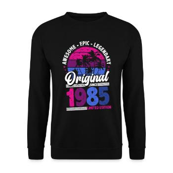1985 Anniversaire Né En 1985 Rétro Vintage - Sweat-shirt Unisexe - noir - Devant - Alina (178cm) & Michal (187cm)