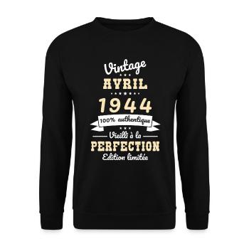 80th Anniversary - Vintage - April 1944 - Unisex Sweatshirt - black - Front - Alina (178cm) & Michal (187cm)