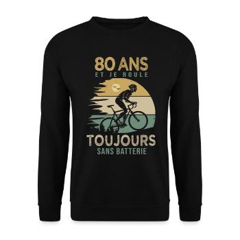 80 ans cadeau vélo 80 anniversaire velo - Sweat-shirt Unisexe - noir - Devant - Alina (178cm) & Michal (187cm)