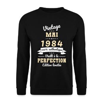 40th Anniversary - Vintage - May 1984 - Unisex Sweatshirt - black - Front - Alina (178cm) & Michal (187cm)