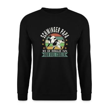 Schwinger Papa Wie ein normaler Papa nur viel cool - Unisex Pullover - Schwarz - Vorne - Alina (178cm) & Michal (187cm)