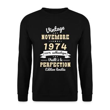 50 Years Anniversary - Vintage - November 1974 - Unisex Sweatshirt - black - Front - Alina (178cm) & Michal (187cm)