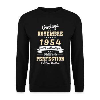 70th Birthday - Vintage - November 1954 - Unisex Sweatshirt - black - Front - Alina (178cm) & Michal (187cm)