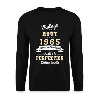 60th Birthday - Vintage - August 1965 - Unisex Sweatshirt - black - Front - Alina (178cm) & Michal (187cm)
