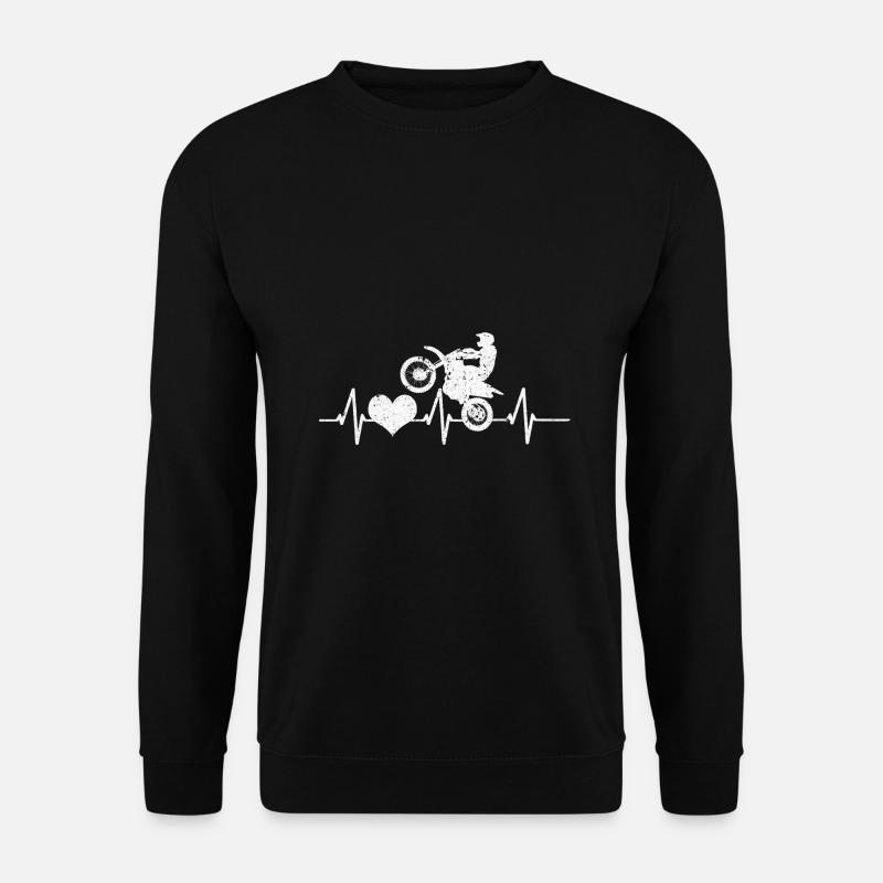 Motorrad Motorcross Herzschlag Motorsport Geschenk - Unisex Pullover - Schwarz