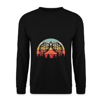 Hopfen Vintage Retro Craft Bier Liebhaber Brauen G - Unisex Pullover - Schwarz - Vorne - Alina (178cm) & Michal (187cm)