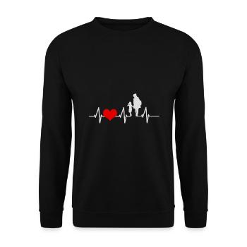 Herzschlag Mutter Tochter Liebe Muttertag Geschenk - Unisex Pullover - Schwarz - Vorne - Alina (178cm) & Michal (187cm)