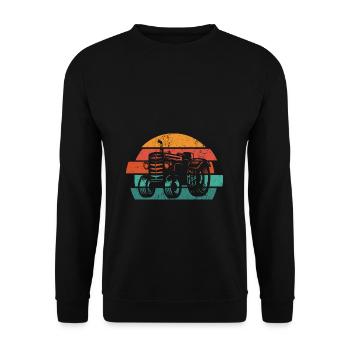 Traktor Shirt Retro Traktor T-Shirt Vintage Gesche - Unisex Pullover - Schwarz - Vorne - Alina (178cm) & Michal (187cm)