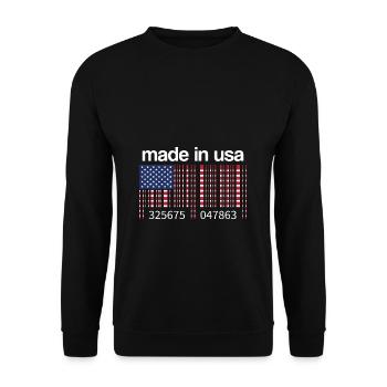 USA Flag Barcode Made in USA America American - Unisex Sweatshirt - black - Front - Alina (178cm) & Michal (187cm)