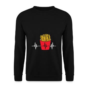 Pommes Frites Pommes Liebhaber Fast Food Pommes Ge - Unisex Pullover - Schwarz - Vorne - Alina (178cm) & Michal (187cm)