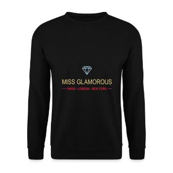 ★ Designfarben änderbar ★ Miss Glamorous (Diamant) - Unisex Pullover - Schwarz - Vorne - Alina (178cm) & Michal (187cm)