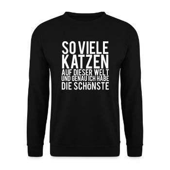 Lustiger Katzen Spruch - Unisex Pullover - Schwarz - Vorne - Alina (178cm) & Michal (187cm)