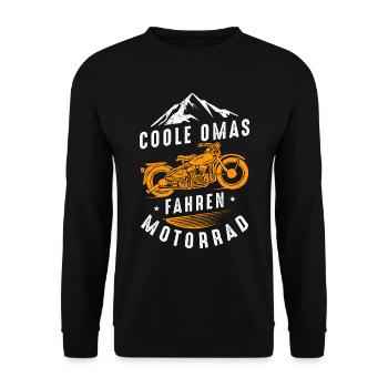 Coole Omas fahren Motorrad - Unisex Pullover - Schwarz - Vorne - Alina (178cm) & Michal (187cm)
