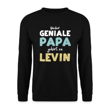 Dieser Geniale Papa Gehört Zu Levin - Unisex Pullover - Schwarz - Vorne - Alina (178cm) & Michal (187cm)