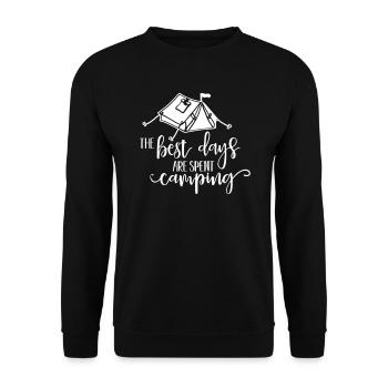 BEST TENT CAMPING CAMPING SAYINGS MOTIFS - Unisex Sweatshirt - black - Front - Alina (178cm) & Michal (187cm)