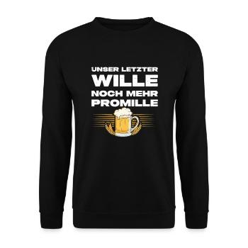 Noch Mehr Promille - Lustiger Bier Spruch - Unisex Pullover - Schwarz - Vorne - Alina (178cm) & Michal (187cm)
