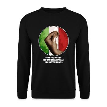 Geste de la main italien Italie Drapeau italien - Sweat-shirt Unisexe - noir - Devant - Alina (178cm) & Michal (187cm)