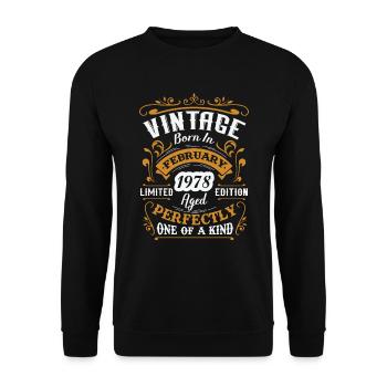 Cadeau d'anniversaire, Vintage né en Février 1978 - Sweat-shirt Unisexe - noir - Devant - Alina (178cm) & Michal (187cm)