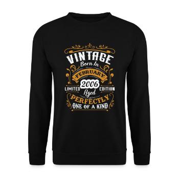 Cadeau d'anniversaire, Vintage né en Février 2006 - Sweat-shirt Unisexe - noir - Devant - Alina (178cm) & Michal (187cm)