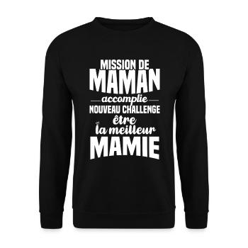 Mission de maman accomplie mamie annonce grossesse - Sweat-shirt Unisexe - noir - Devant - Alina (178cm) & Michal (187cm)
