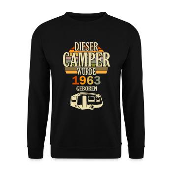 Dieser Camper ist 1963 geboren Camper Sprüche - Unisex Pullover - Schwarz - Vorne - Alina (178cm) & Michal (187cm)