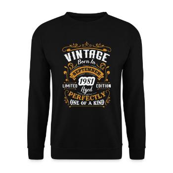 Vintage birthday gift born in September 1981 - Unisex Sweatshirt - black - Front - Alina (178cm) & Michal (187cm)