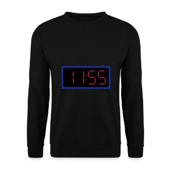 ★ design colors changeable ★ digital clock 11:55 clock - Unisex Sweatshirt - black - Front - Alina (178cm) & Michal (187cm)