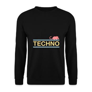 ★ Designfarben änderbar ★ Technomaus (Maus) - Unisex Pullover - Schwarz - Vorne - Alina (178cm) & Michal (187cm)
